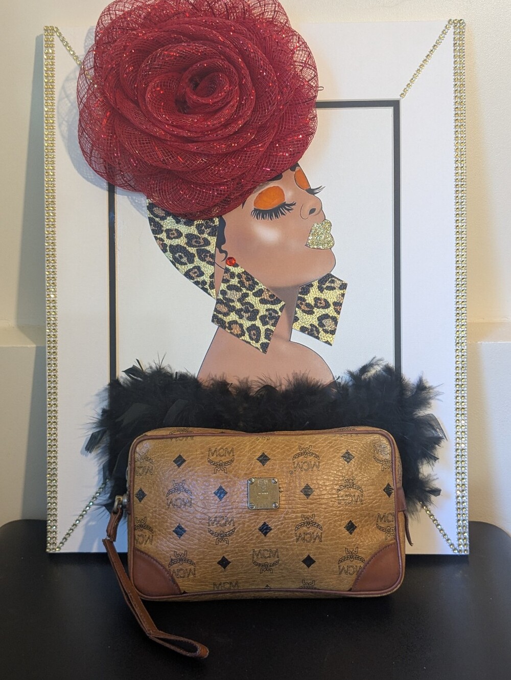 MCM Signature Vintage Cognac Visetos Wristlet